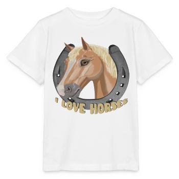 J’aime les chevaux cheval cheval - T-shirt bio MINI CREATOR Stanley/Stella Enfant - blanc - Devant - Maike (125cm)