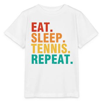 Citation de tennis Mangez dormir Tennis Répéter - T-shirt bio MINI CREATOR Stanley/Stella Enfant - blanc - Devant - Maike (125cm)