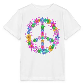 Friedenszeichen Friedensbewegung Liebe Frieden - Stanley/Stella Kinder T-Shirt MINI CREATOR  - Weiß - Vorne - Maike (125cm)