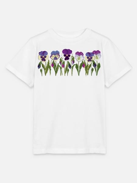 Pansy Blütenreihe in Lila - Stanley/Stella Kinder T-Shirt MINI CREATOR - Weiß