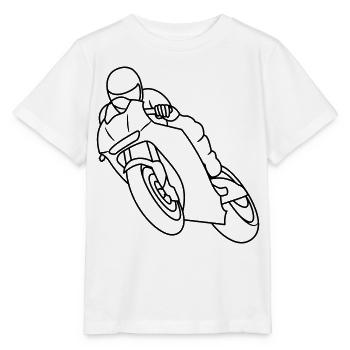 Wheelie à la course de moto - sombre - T-shirt bio MINI CREATOR Stanley/Stella Enfant - blanc - Devant - Maike (125cm)