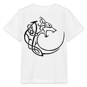 schwarzer Mondwolf - Stanley/Stella Kinder T-Shirt MINI CREATOR  - Weiß - Vorne - Maike (125cm)