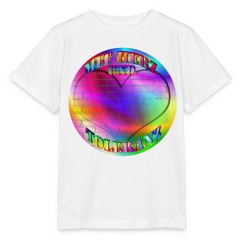 Regenbogen mit Herz und Toleranz ohne Mauer - Stanley/Stella Kinder T-Shirt MINI CREATOR  - Weiß - Vorne - Maike (125cm)