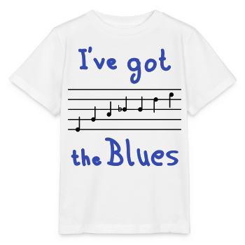 Échelle de blues en mi - sombre - T-shirt bio MINI CREATOR Stanley/Stella Enfant - blanc - Devant - Maike (125cm)