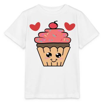 Naschen Cupcake Lecker Herz Süßigkeiten Kalorien - Stanley/Stella Kinder T-Shirt MINI CREATOR  - Weiß - Vorne - Maike (125cm)