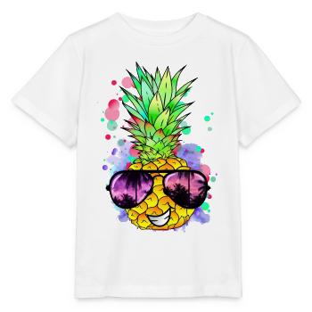 Pineapple with cool sunglasses - Stanley/Stella MINI CREATOR Kids’ T-Shirt - white - Front - Maike (125cm)
