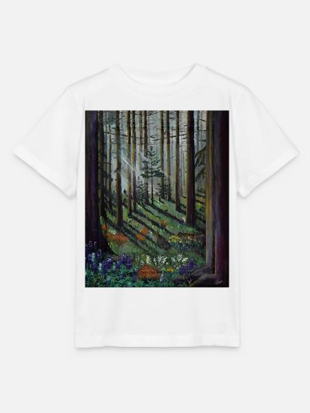 Verzauberter Wald Sonnenstrahlen Illustration - Stanley/Stella Kinder T-Shirt MINI CREATOR  - Weiß
