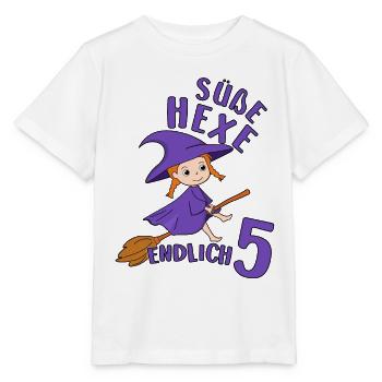 Süße Hexe Geburtstagsmotiv Ich Bin 5 Jahre Mädchen - Stanley/Stella Kinder T-Shirt MINI CREATOR  - Weiß - Vorne - Maike (125cm)