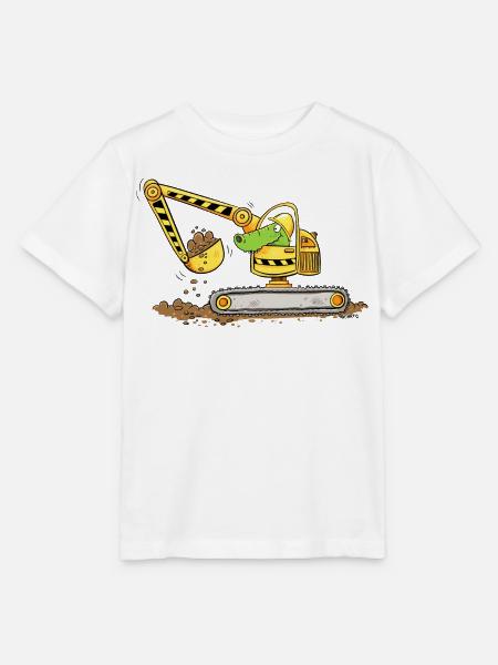 Bagger Mit Krokodil Baustelle Baggerfahrer Jungen - Stanley/Stella Kinder T-Shirt MINI CREATOR  - Weiß