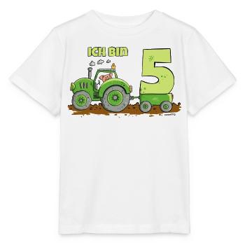 Ich bin Fünf Traktor Mit Anhänger 5 Jahre alt - Stanley/Stella Kinder T-Shirt MINI CREATOR  - Weiß - Vorne - Maike (125cm)