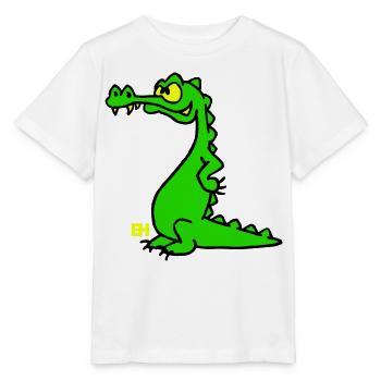 Smiling Crocodile, dreifarbiges Design - Stanley/Stella Kinder T-Shirt MINI CREATOR  - Weiß - Vorne - Maike (125cm)