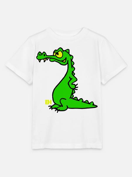 Crocodile souriant, design à trois couleurs - T-shirt bio MINI CREATOR Stanley/Stella Enfant - blanc