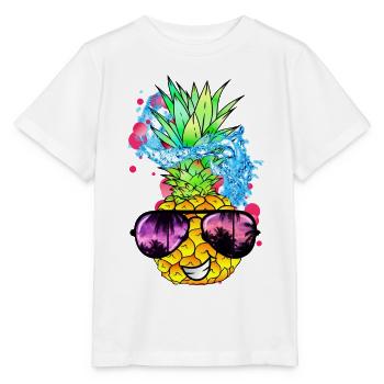 fruit d’ananas acidulé avec visage - T-shirt bio MINI CREATOR Stanley/Stella Enfant - blanc - Devant - Maike (125cm)