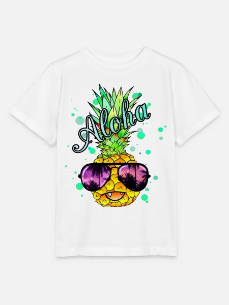 Vampir Ananas mit cooler Sonnenbrille - Stanley/Stella Kinder T-Shirt MINI CREATOR - Weiß