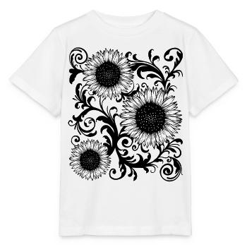 Baroque Esthétique Tournesol Motif Dark Academia - T-shirt bio MINI CREATOR Stanley/Stella Enfant - blanc - Devant - Maike (125cm)