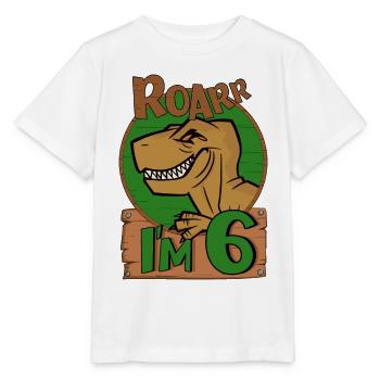 6yr T Rex Dinosaur Birthday Boy at 6 Years Old - Stanley/Stella MINI CREATOR Kids’ T-Shirt - white - Front - Maike (125cm)
