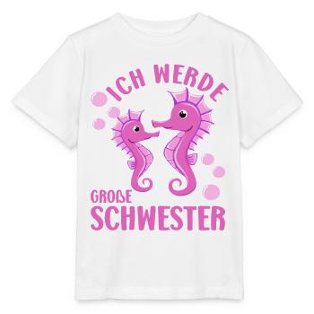 Bald Große Schwester Seepferdchen Geschwister - Stanley/Stella Kinder T-Shirt MINI CREATOR  - Weiß - Vorne - Maike (125cm)