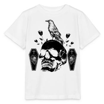Black raven on skull - Stanley/Stella MINI CREATOR Kids’ T-Shirt - white - Front - Maike (125cm)