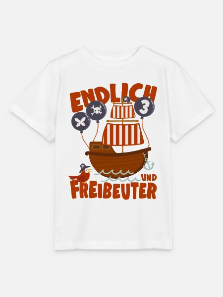 Piratenschiff Endlich 3 Jahre Junge Geburtstag - Stanley/Stella Kinder T-Shirt MINI CREATOR - Weiß