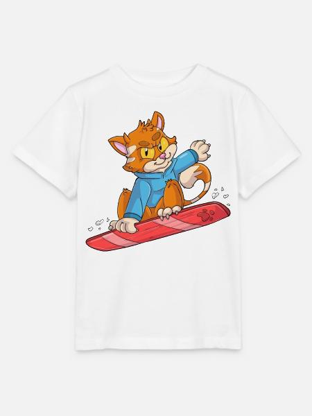 Snowboarder Katze - Stanley/Stella Kinder T-Shirt MINI CREATOR - Weiß