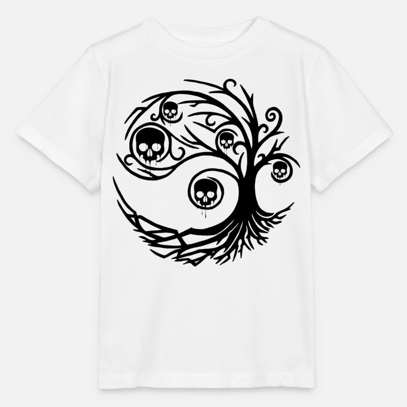 Arbre noir aux crânes - T-shirt bio MINI CREATOR Stanley/Stella Enfant - blanc