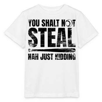 Baseball Du sollst nicht stehlen - Stanley/Stella Kinder T-Shirt MINI CREATOR  - Weiß - Vorne - Maike (125cm)