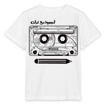 Retro Kassette und Stift - Stanley/Stella Kinder T-Shirt MINI CREATOR  - Weiß - Vorne - Maike (125cm)