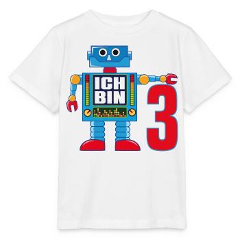 Kleiner lustiger Roboter - ich bin 3 Jahre alte - Stanley/Stella Kinder T-Shirt MINI CREATOR  - Weiß - Vorne - Maike (125cm)