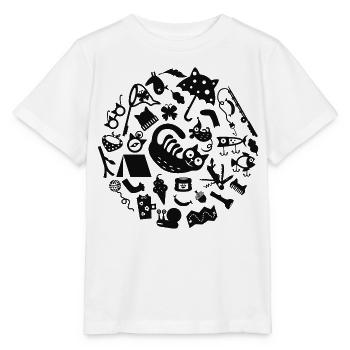 Cat Camping L Noir - T-shirt bio MINI CREATOR Stanley/Stella Enfant - blanc - Devant - Maike (125cm)