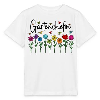 Garten Chefin Blumen Gartenarbeit Gartenchefin - Stanley/Stella Kinder T-Shirt MINI CREATOR  - Weiß - Vorne - Maike (125cm)