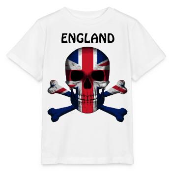 Crâne Jolly Roger Pirate Flag Angleterre R6Z - T-shirt bio MINI CREATOR Stanley/Stella Enfant - blanc - Devant - Maike (125cm)