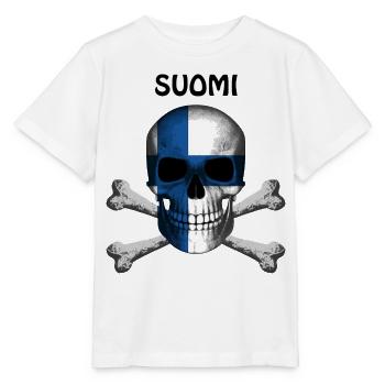 Crâne Jolly Roger Pirate Flag Suomi R6Z - T-shirt bio MINI CREATOR Stanley/Stella Enfant - blanc - Devant - Maike (125cm)