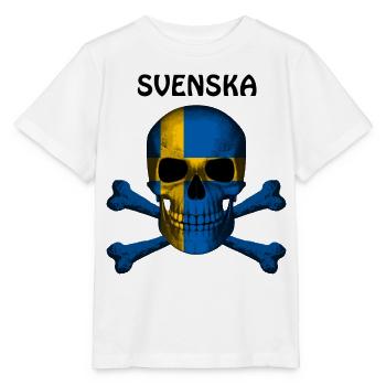 Crâne Jolly Roger Pirate Flag Svenska R6Z - T-shirt bio MINI CREATOR Stanley/Stella Enfant - blanc - Devant - Maike (125cm)