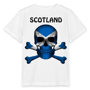 Crâne Jolly Roger Pirate Flag Scotland R6Z - T-shirt bio MINI CREATOR Stanley/Stella Enfant - blanc - Devant - Maike (125cm)