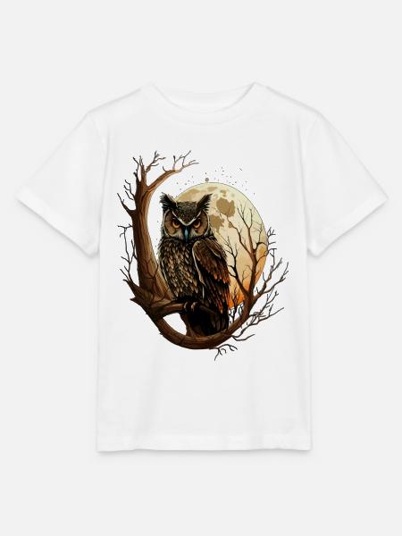 Owl Vollmond Eule im Wald Nachteule - Stanley/Stella Kinder T-Shirt MINI CREATOR  - Weiß