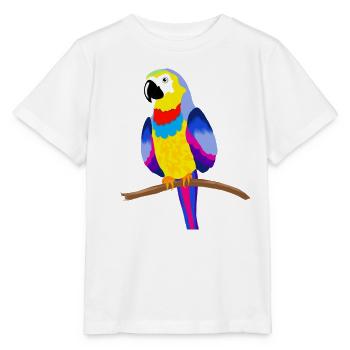 Bunter Papagei auf einem Ast - gelb - Stanley/Stella Kinder T-Shirt MINI CREATOR  - Weiß - Vorne - Maike (125cm)
