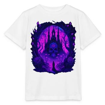 Neon Gothic Totenkopf Geisterschloss - Stanley/Stella Kinder T-Shirt MINI CREATOR  - Weiß - Vorne - Maike (125cm)