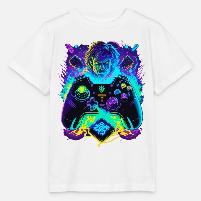 Neonfarben Graffiti Gamer Controller - Stanley/Stella Kinder T-Shirt MINI CREATOR  - Weiß
