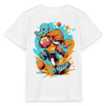 Jeux - StreetArt: Cool Cartoon Soccer Player - T-shirt bio MINI CREATOR Stanley/Stella Enfant - blanc - Devant - Maike (125cm)