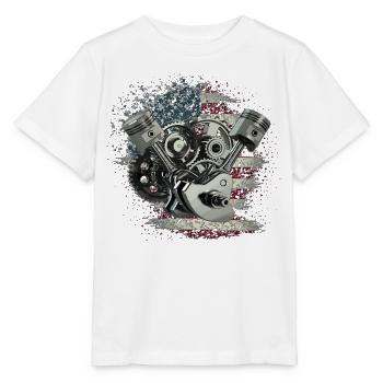 Motorgewerk USA Flagge Grunge - Stanley/Stella Kinder T-Shirt MINI CREATOR  - Weiß - Vorne - Maike (125cm)