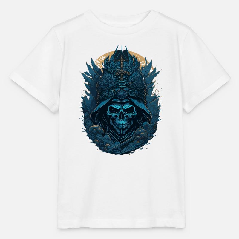 Blauer Samurai Skelett Schädel - Blauer Samurai Schädel - Stanley/Stella Kinder T-Shirt MINI CREATOR  - Weiß