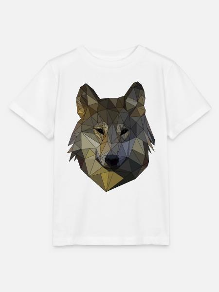 Polygon Wolf dreieckige Mosaik Formen Polyart - Stanley/Stella Kinder T-Shirt MINI CREATOR  - Weiß
