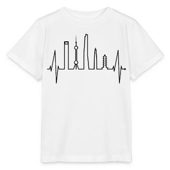 Shanghai Skyline Heartbeat Chine J’aime Shanghai - T-shirt bio MINI CREATOR Stanley/Stella Enfant - blanc - Devant - Maike (125cm)