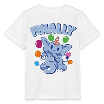Cute Elephant I'm 5 Pachyderm Birthday Girl - Stanley/Stella MINI CREATOR Kids’ T-Shirt - white - Front - Maike (125cm)