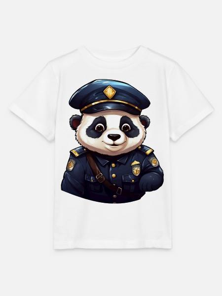 Panda Policeman - Stanley/Stella MINI CREATOR Kids’ T-Shirt - white