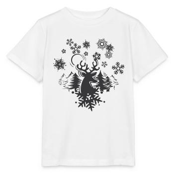 Snowflakes Christmas Winter Reindeer Moose - Stanley/Stella MINI CREATOR Kids’ T-Shirt - white - Front - Maike (125cm)