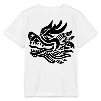 Tête de dragon chinois (noir) - T-shirt bio MINI CREATOR Stanley/Stella Enfant - blanc - Devant - Maike (125cm)