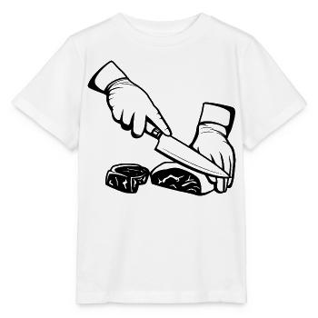 Fleisch schneiden - Stanley/Stella Kinder T-Shirt MINI CREATOR  - Weiß - Vorne - Maike (125cm)