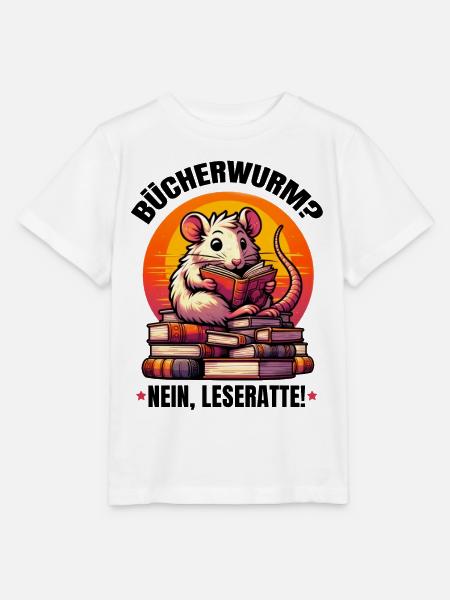 Bücherwurm? Nein, Leseratte. Süße Ratte liest Buch - Stanley/Stella Kinder T-Shirt MINI CREATOR  - Weiß