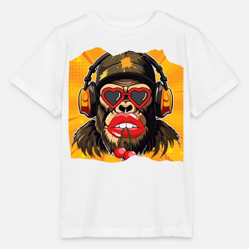 Monkey & Cherry - Stanley/Stella MINI CREATOR Kids’ T-Shirt - white